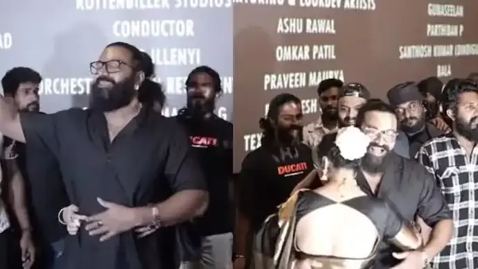 Rishab Shetty’s Wife Pragathi Hugs Him at Emotional Kantara: Chapter 1 Premiere