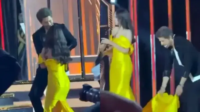 Shah Rukh Khan Helps Nitanshi Goel After Stage Trip at Filmfare 2025