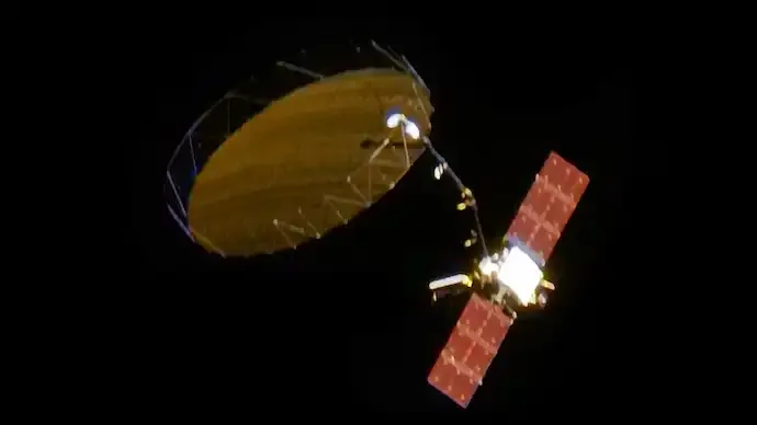 Nisar Satellite Captured in “Full Bloom” with Giant Radar Antenna in Space