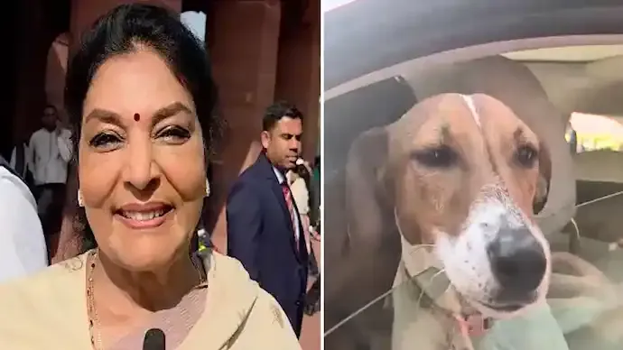 Renuka Chowdhury Sparks Row After Bringing Pet Dog to Parliament on Winter Session’s First Day