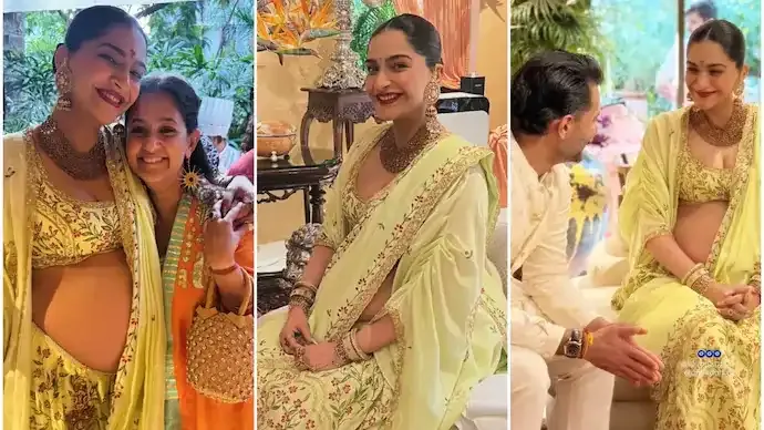 Sonam Kapoor’s Baby Shower Look Blends Tradition and Modern Style at Elegant Godh Bharai Ceremony