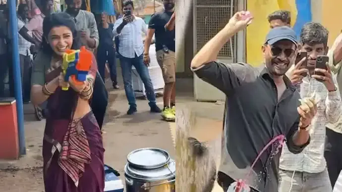 Samantha Ruth Prabhu Celebrates Holi on Maa Inti Bangaaram Set with Raj Nidimoru