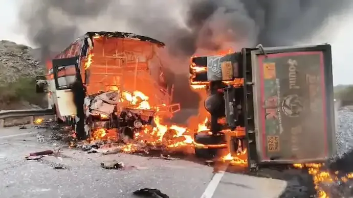 Andhra Bus Accident Kills 14 in Fire After Truck Collision