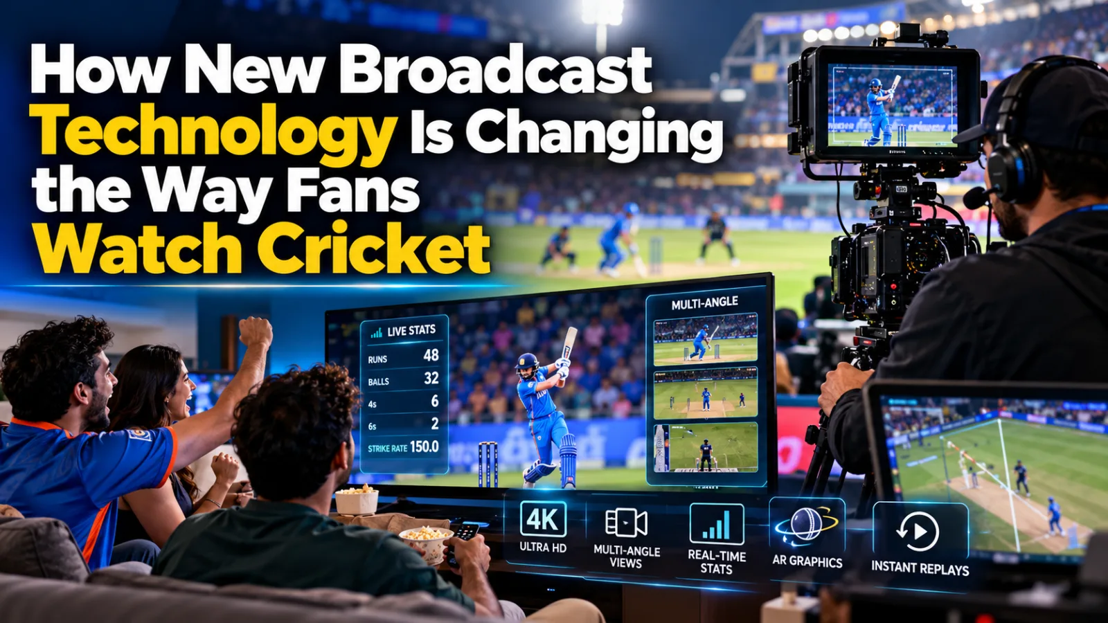 New cricket broadcast technology including immersive cameras and AI graphics
