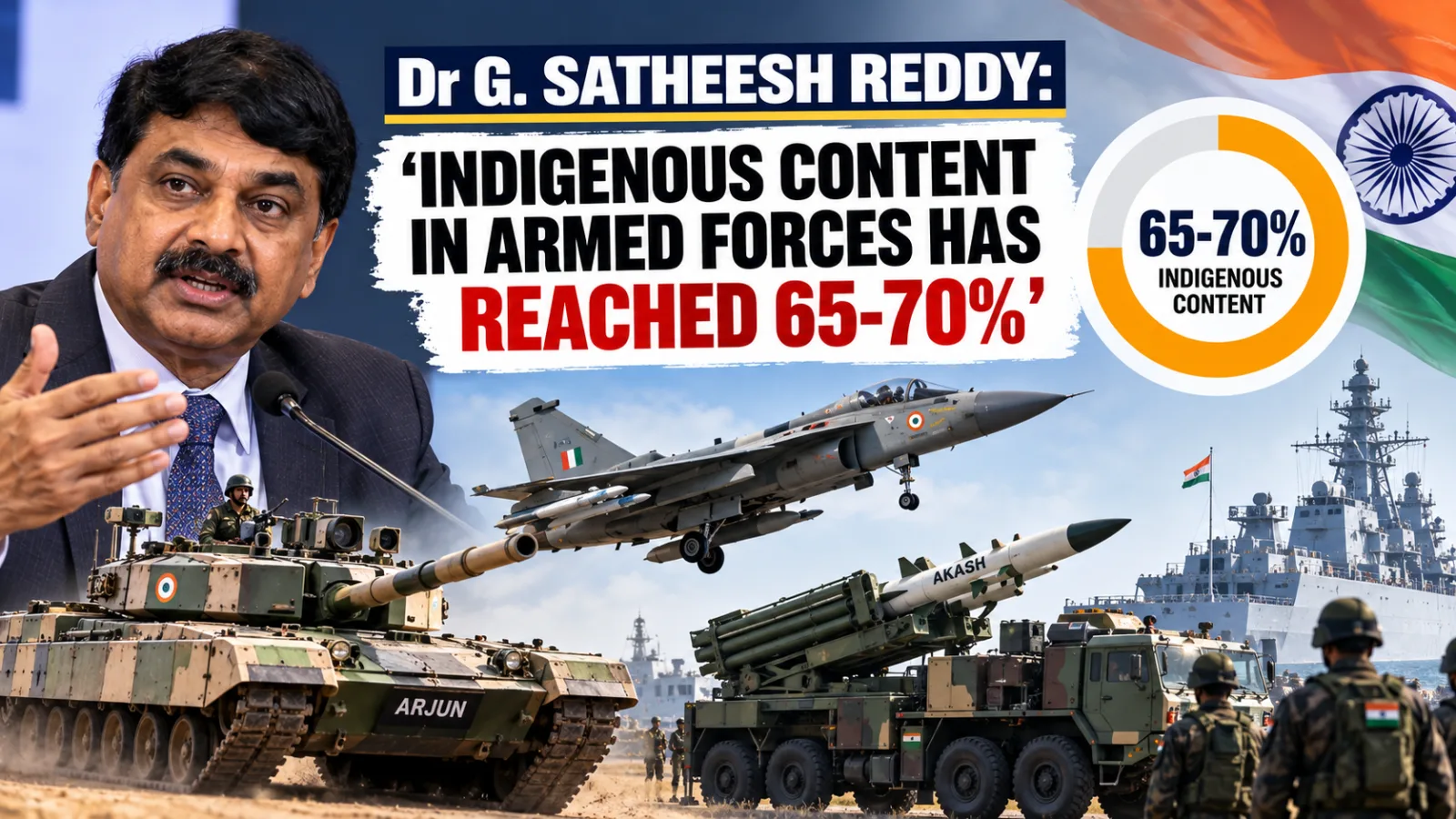 G Satheesh Reddy speaking about India’s defence manufacturing and indigenous technology