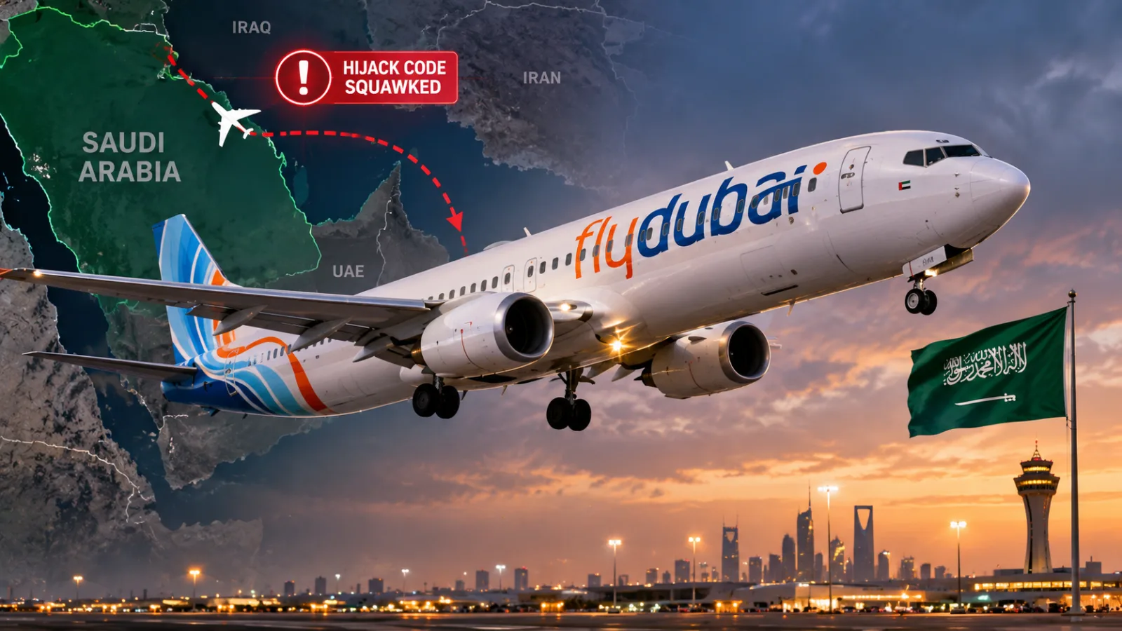 Flydubai Boeing 737 flight that diverted over Saudi Arabian airspace after triggering an emergency hijack code