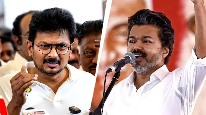 Vijay and Udhayanidhi Stalin at the centre of TVK-DMK slogan exchange