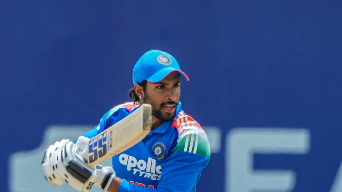 Tilak Varma celebrates after scoring a quick fifty for India against Pakistan in the Asian Games 2026 cricket final