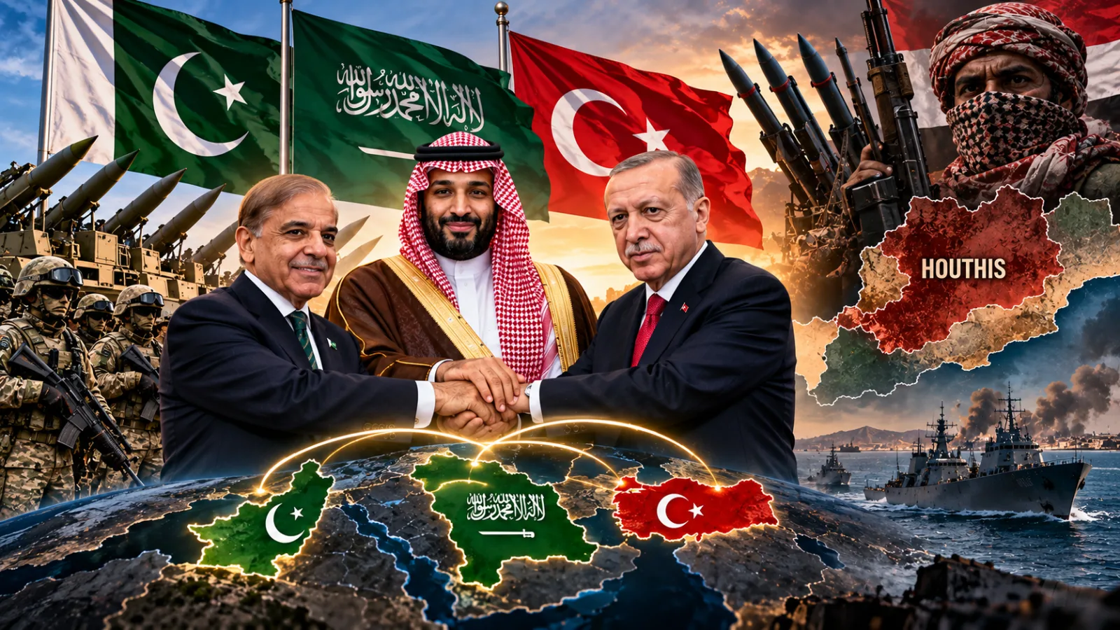 Representatives of Pakistan, Saudi Arabia and Turkiye at a defence meeting in Riyadh