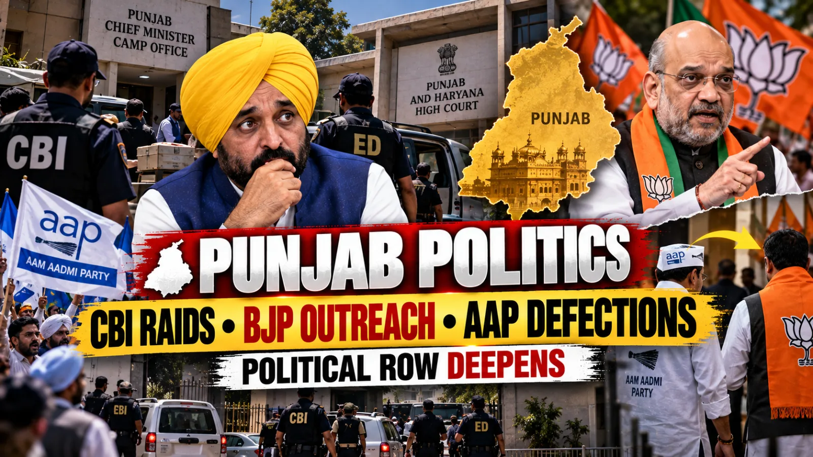Punjab political leaders and supporters during protests and election outreach