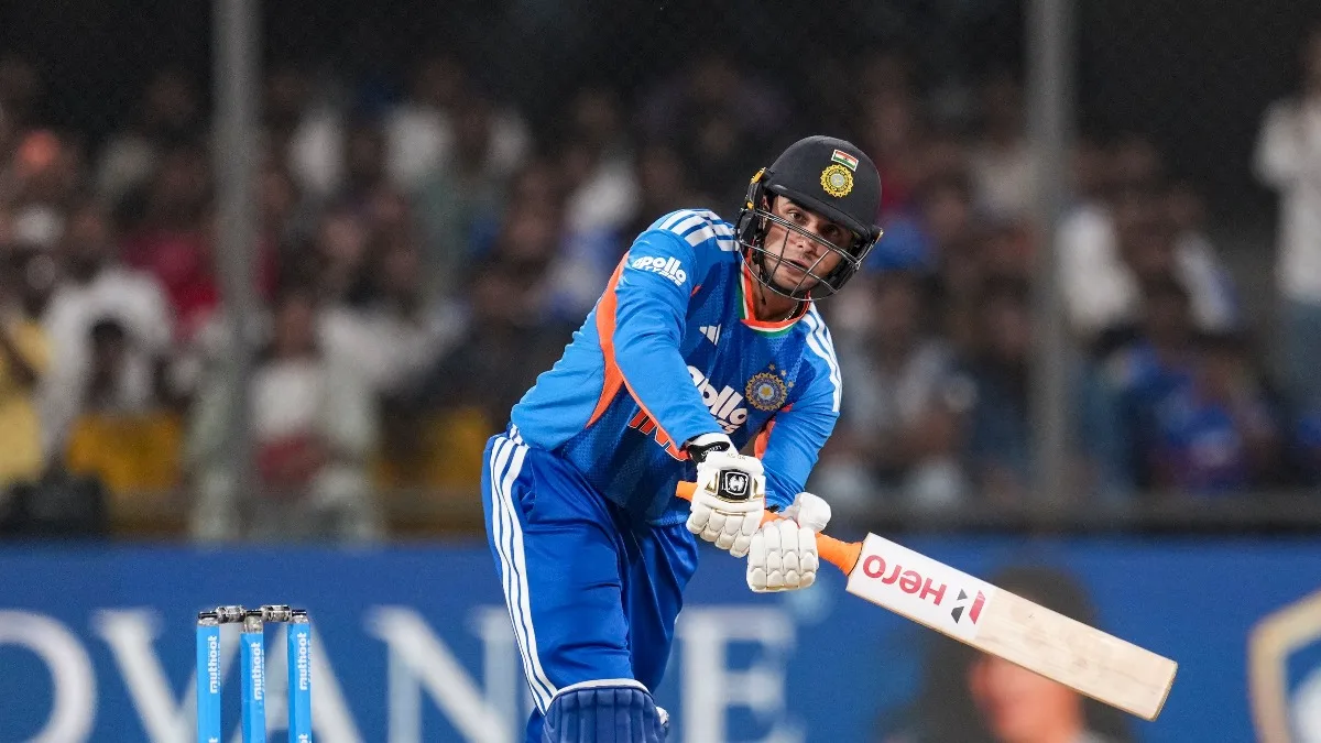 India's Abhishek Sharma celebrates during his 30-ball 69 against West Indies in the third T20I.