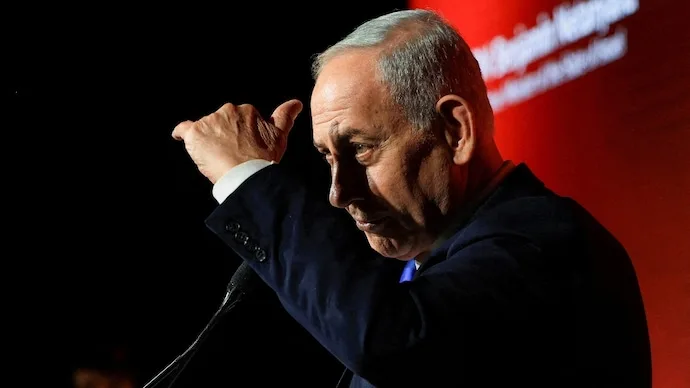 Israeli Prime Minister Benjamin Netanyahu faces an uncertain coalition battle after exit polls show a close election.