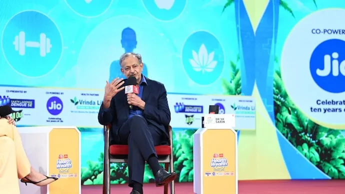 ILBS Director Dr SK Sarin discussing traditional foods, balanced diets and protein supplements at a health summit.