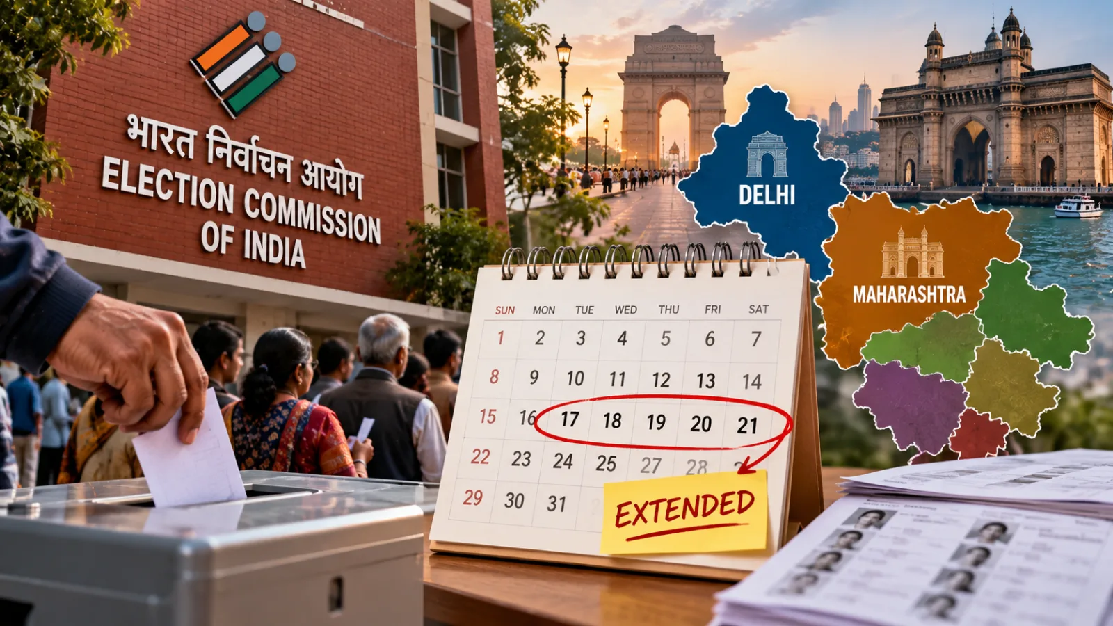 Election Commission of India extends Special Intensive Revision deadlines for electoral rolls in six states.