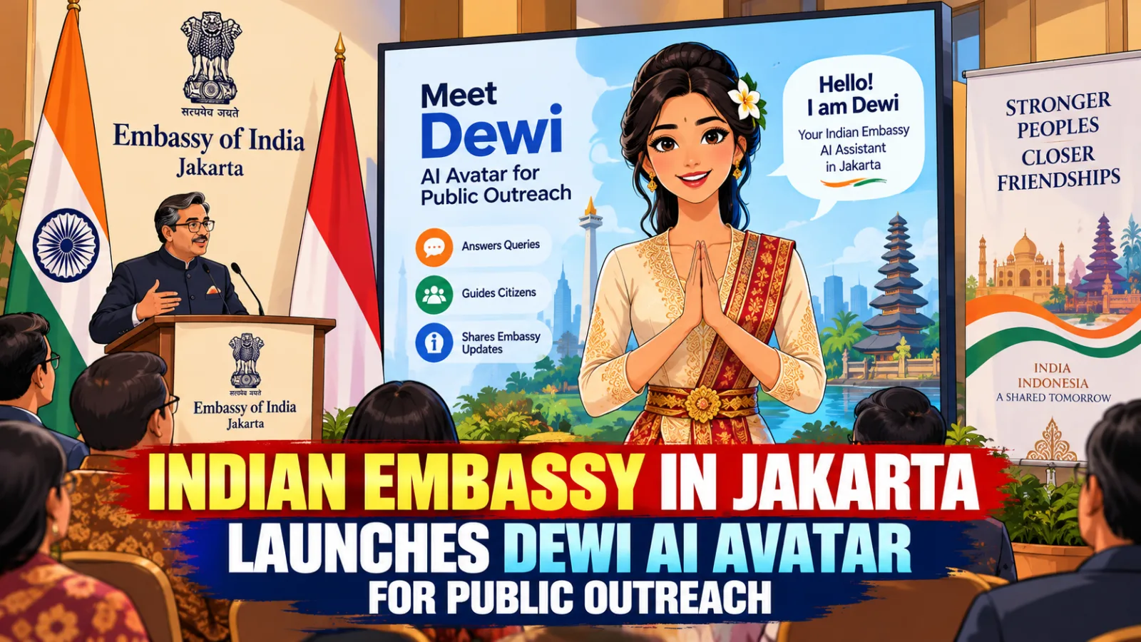 Representational image illustrating the Indian Embassy’s launch of Dewi, an AI-powered virtual guide in Jakarta.