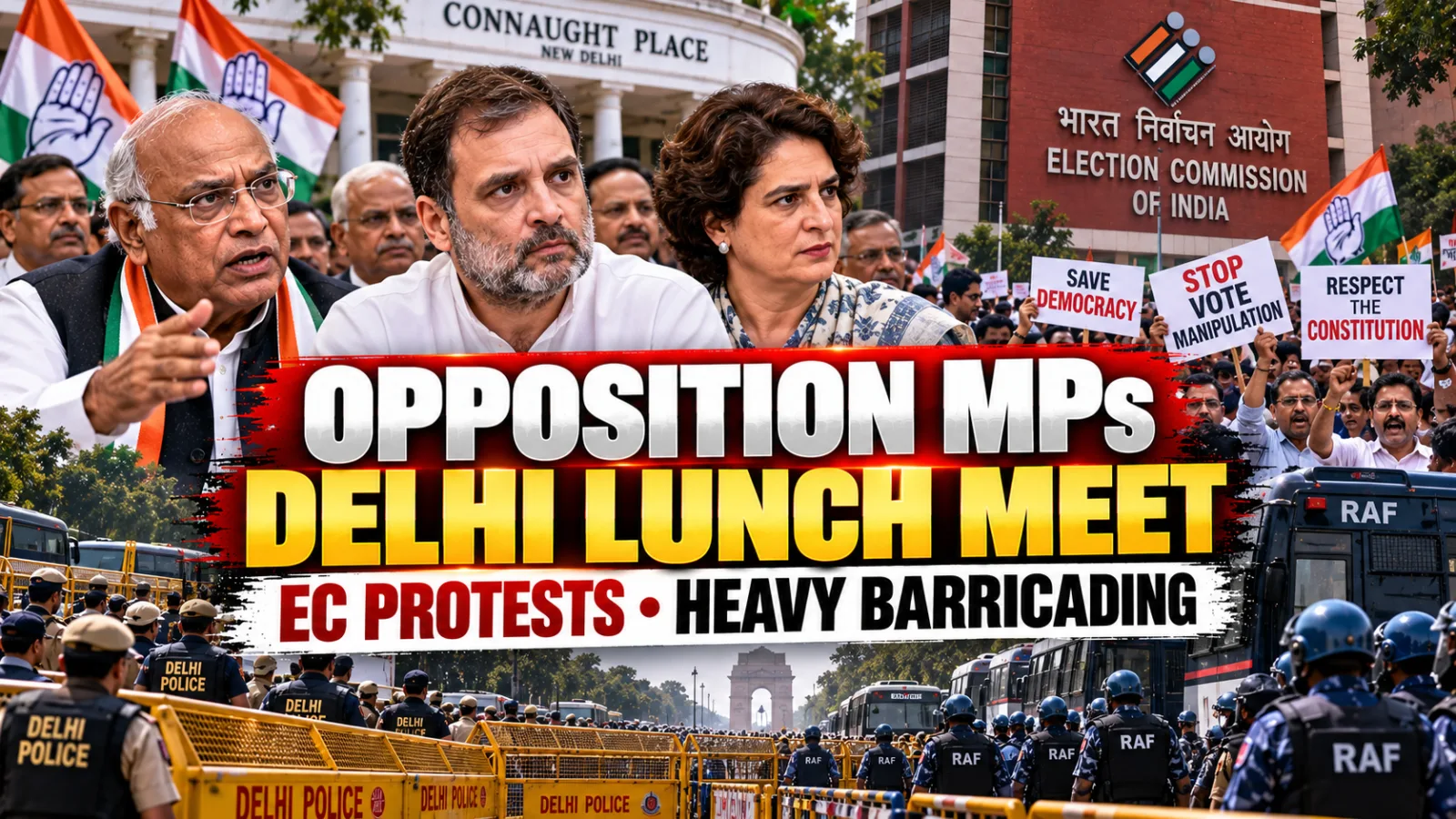 Opposition MPs gathered in Delhi during protests against the Election Commission