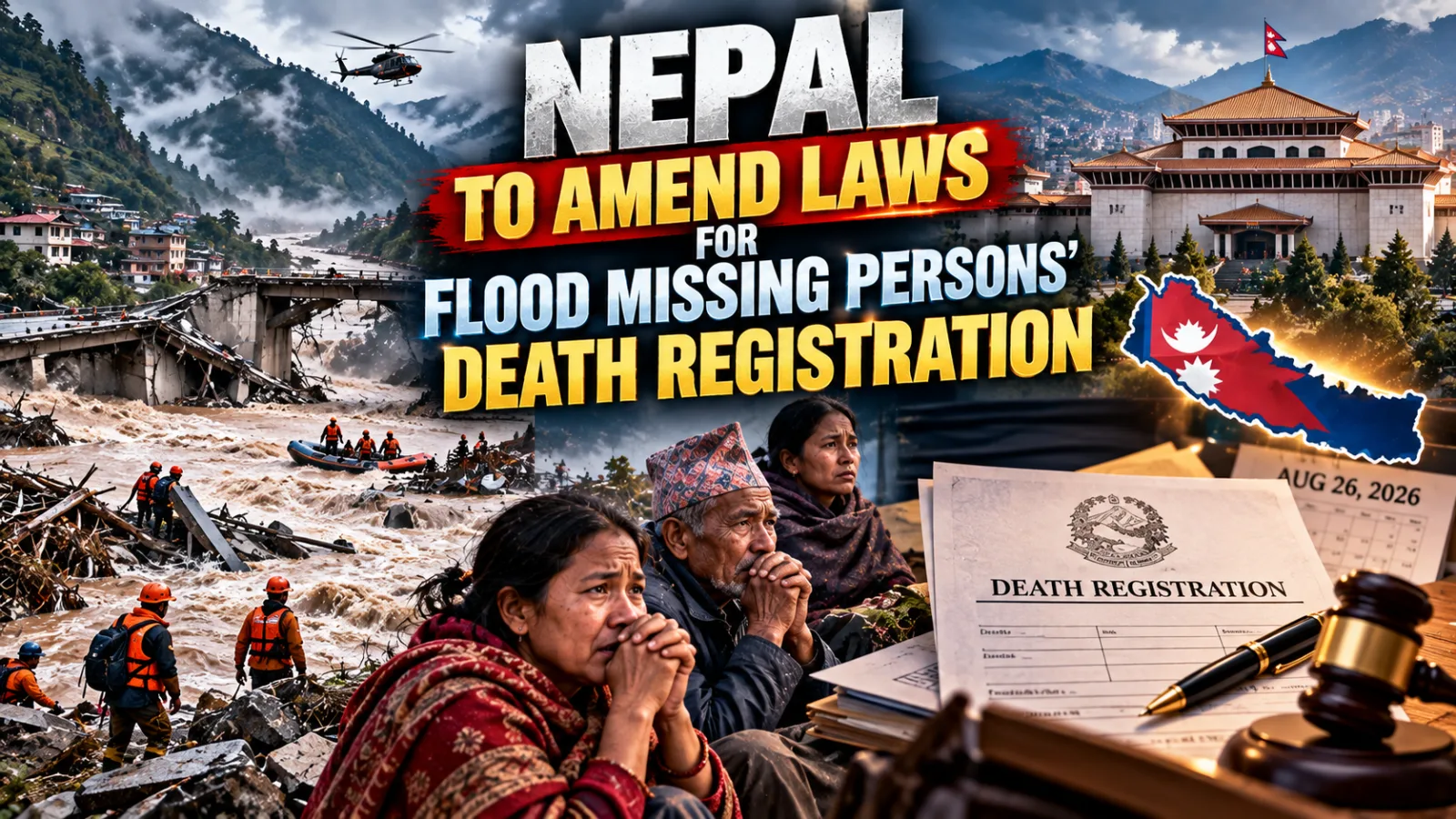 Representative image showing flood damage and rescue operations in Nepal