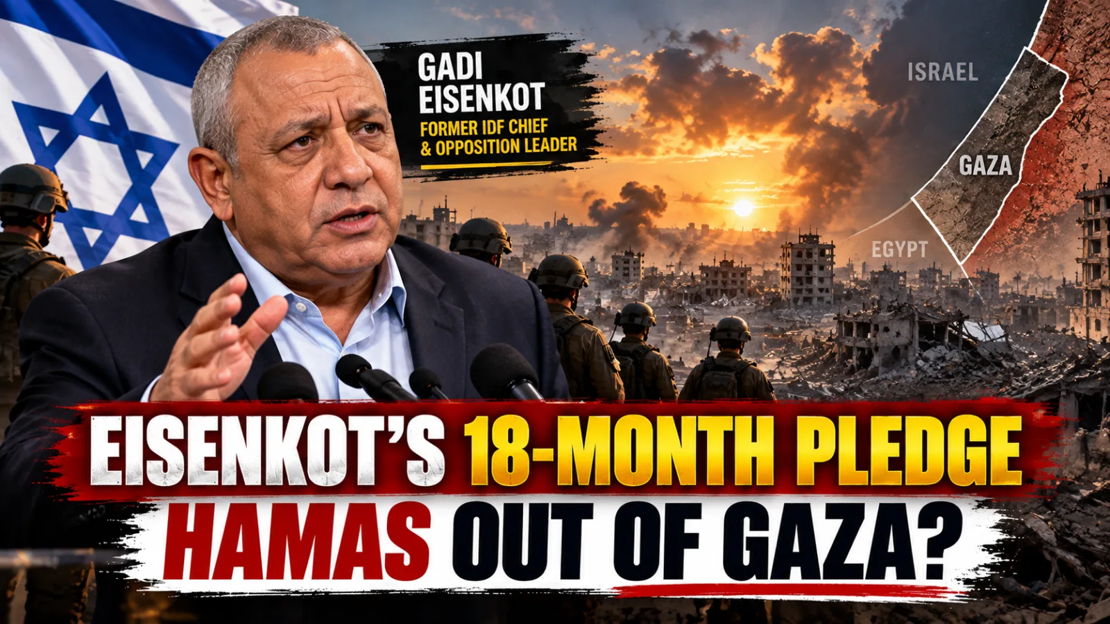 Gadi Eisenkot speaking about his proposed plan to end Hamas rule in the Gaza Strip within 18 months.