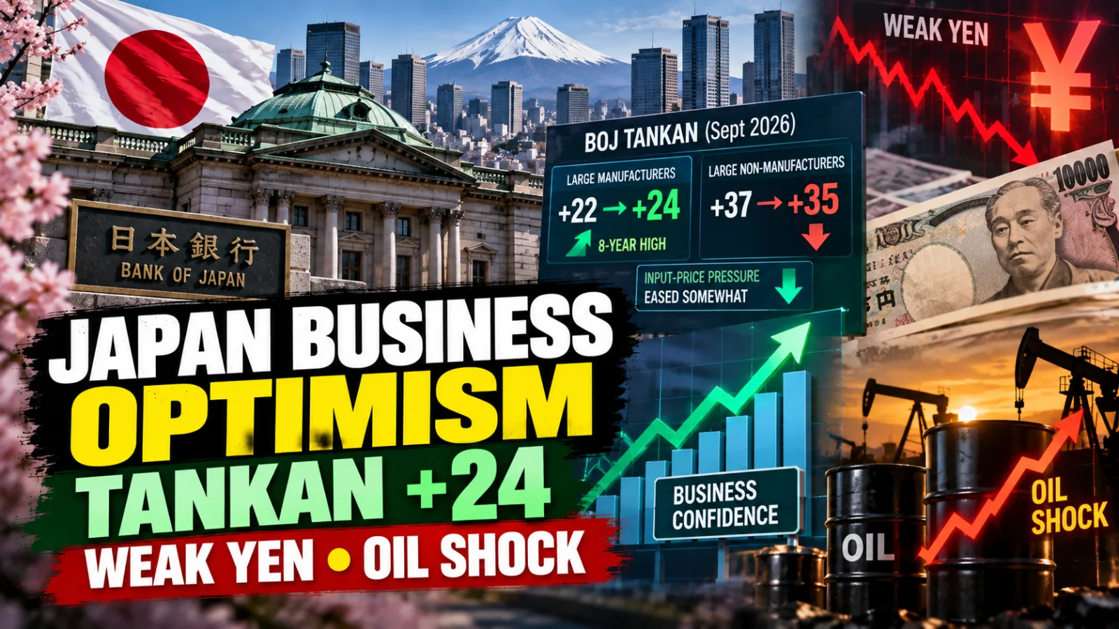 Bank of Japan Tankan survey shows improving Japanese business sentiment