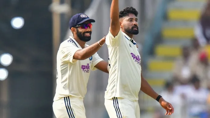 Indian fast bowlers Mohammed Siraj and Jasprit Bumrah ahead of India's Test series against New Zealand.