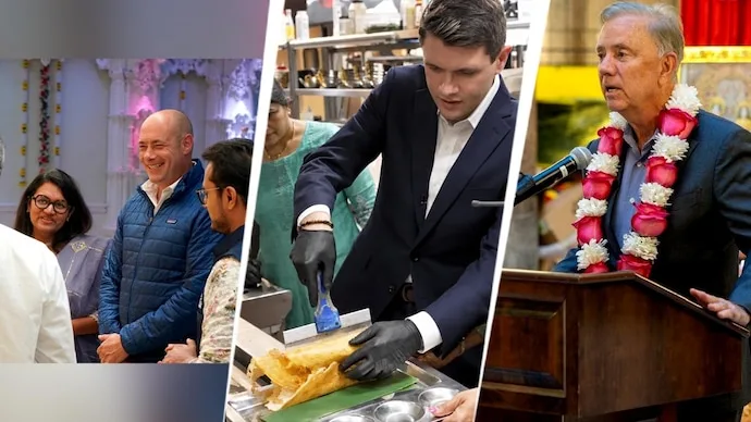 US midterm election candidates engage with Indian-American communities through cultural events and temple visits.