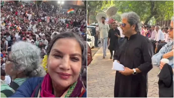 Shabana Azmi and Vishal Bhardwaj at the CJP protest in Mumbai