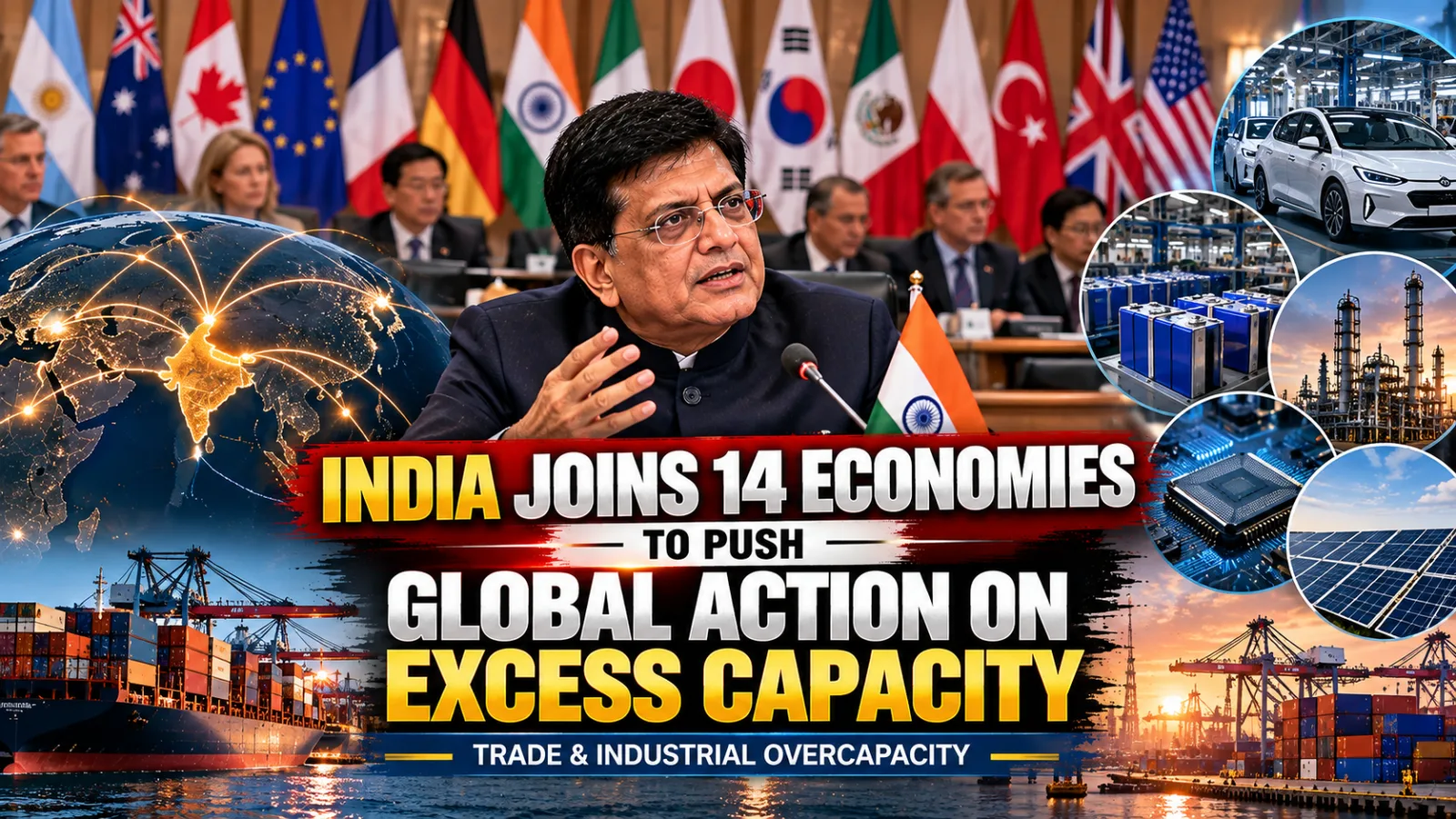 Representatives of India and other economies discussing global trade and industrial capacity