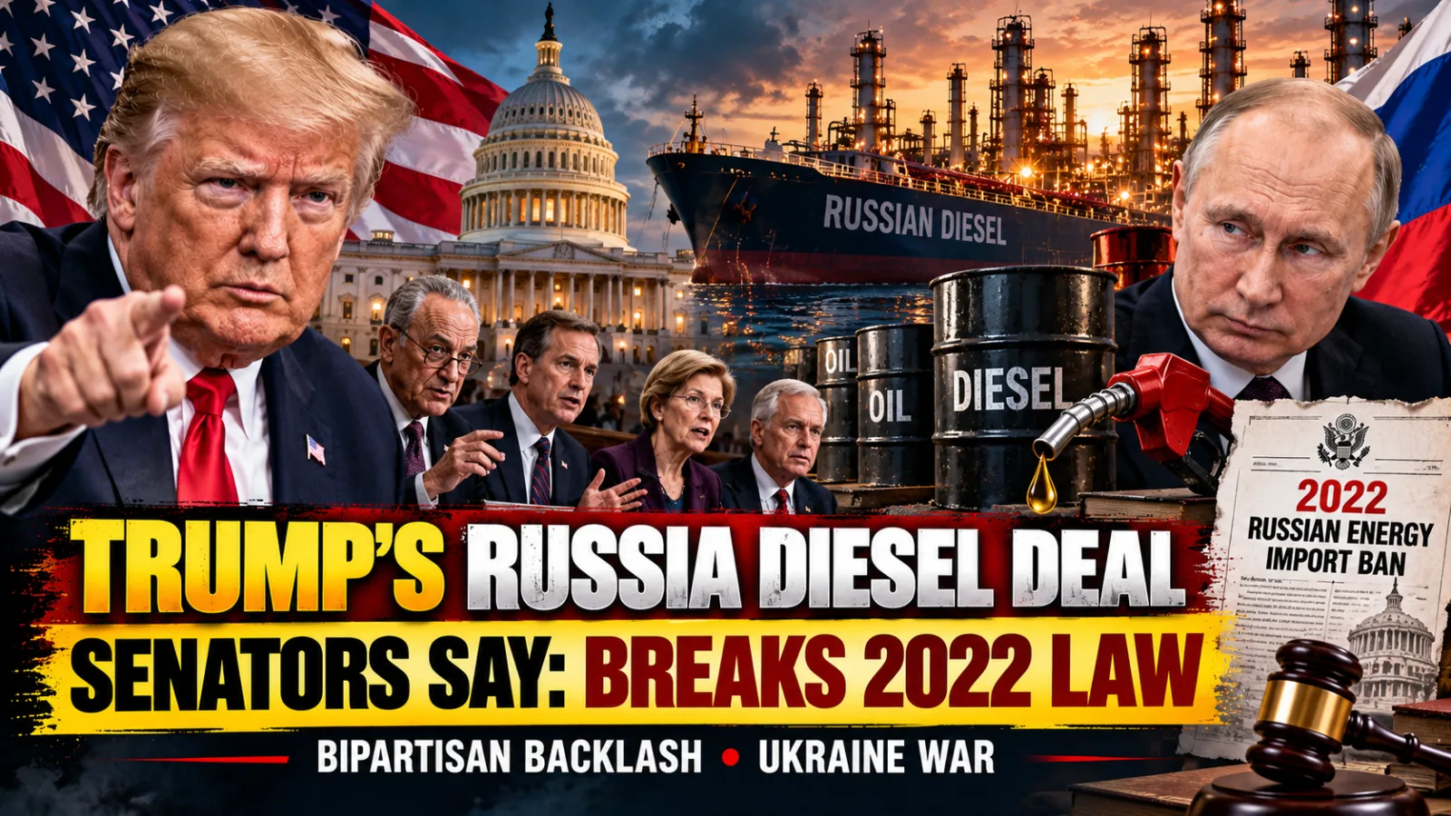 Representative image illustrating the dispute over proposed Russian diesel imports and US sanctions policy.