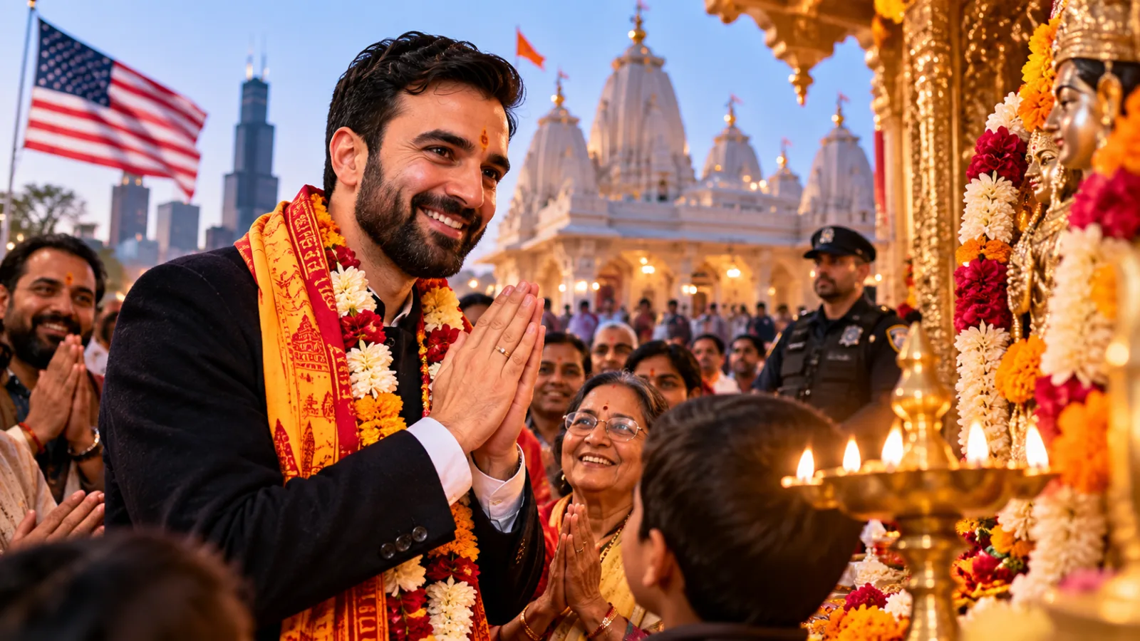 Hindu community members celebrating Navratri and Durga Puja in New York City
