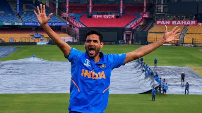 Bhuvneshwar Kumar and M Chinnaswamy Stadium in Bengaluru ahead of the India vs West Indies fifth T20I.