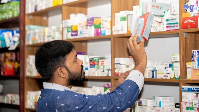 Prescription medicines displayed at a pharmacy as the government proposes stricter advertising regulations