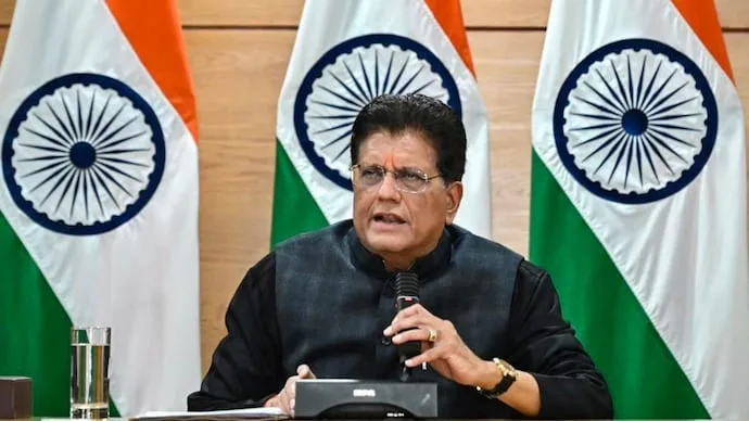 Union Commerce Minister Piyush Goyal speaking at the Bloomberg New Economy Forum in New Delhi.