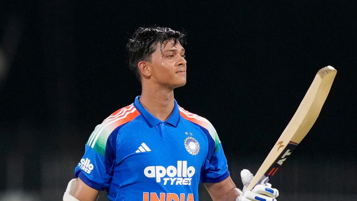 Yashasvi Jaiswal during an international cricket match ahead of India’s upcoming New Zealand series.