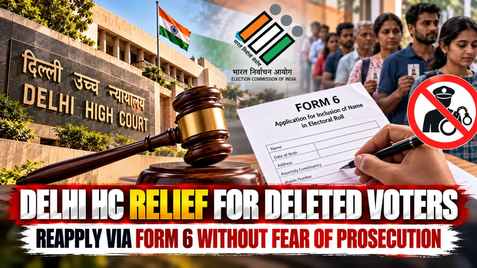 Delhi High Court building representing the court's clarification on voter list deletions and Form 6 applications.