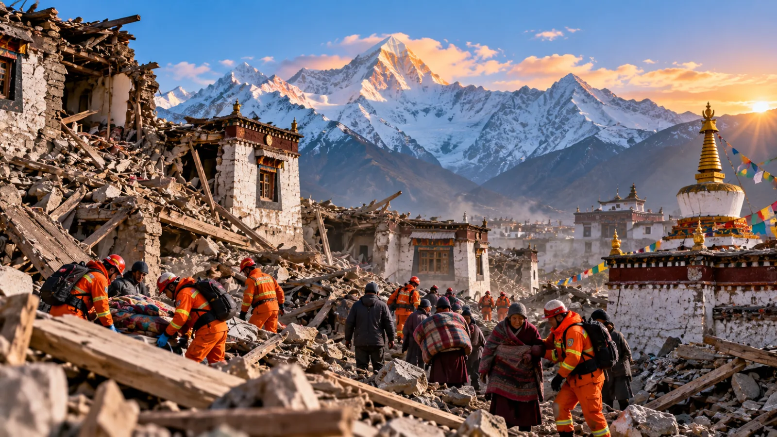 Rescue and relief operations following a magnitude 7.0 earthquake in Tibet’s Baqen County