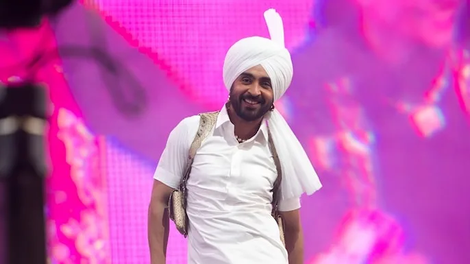 Diljit Dosanjh performs at his Aura India Tour concert at Jawaharlal Nehru Stadium in Delhi.