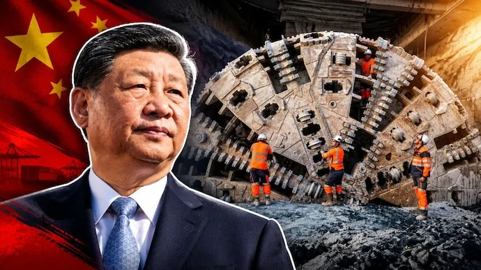 Large tunnel-boring machine used in underground infrastructure construction