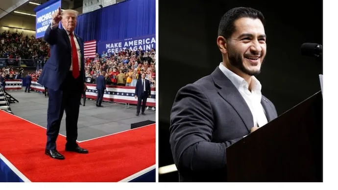 Donald Trump speaks at a Michigan rally while criticising Senate candidate Abdul El-Sayed over alleged Sharia law support.