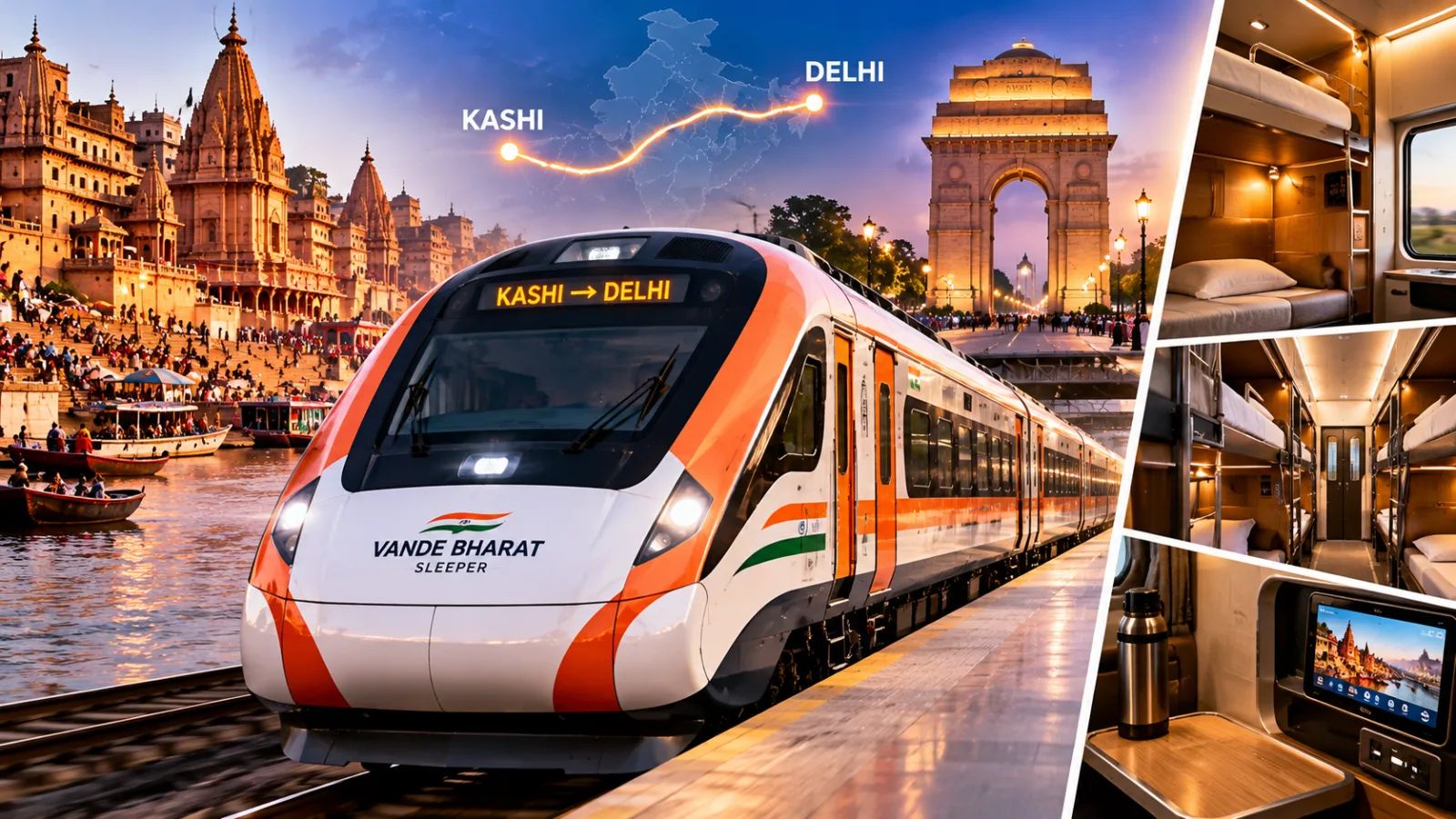 Kashi-Delhi Vande Bharat Sleeper Train equipped with modern passenger amenities and advanced safety features.