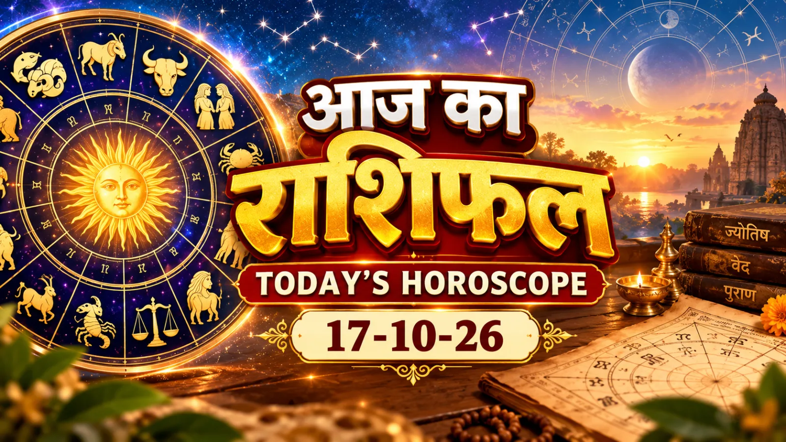 Horoscope Today for 17 October 2026 featuring daily astrology predictions for all 12 zodiac signs.