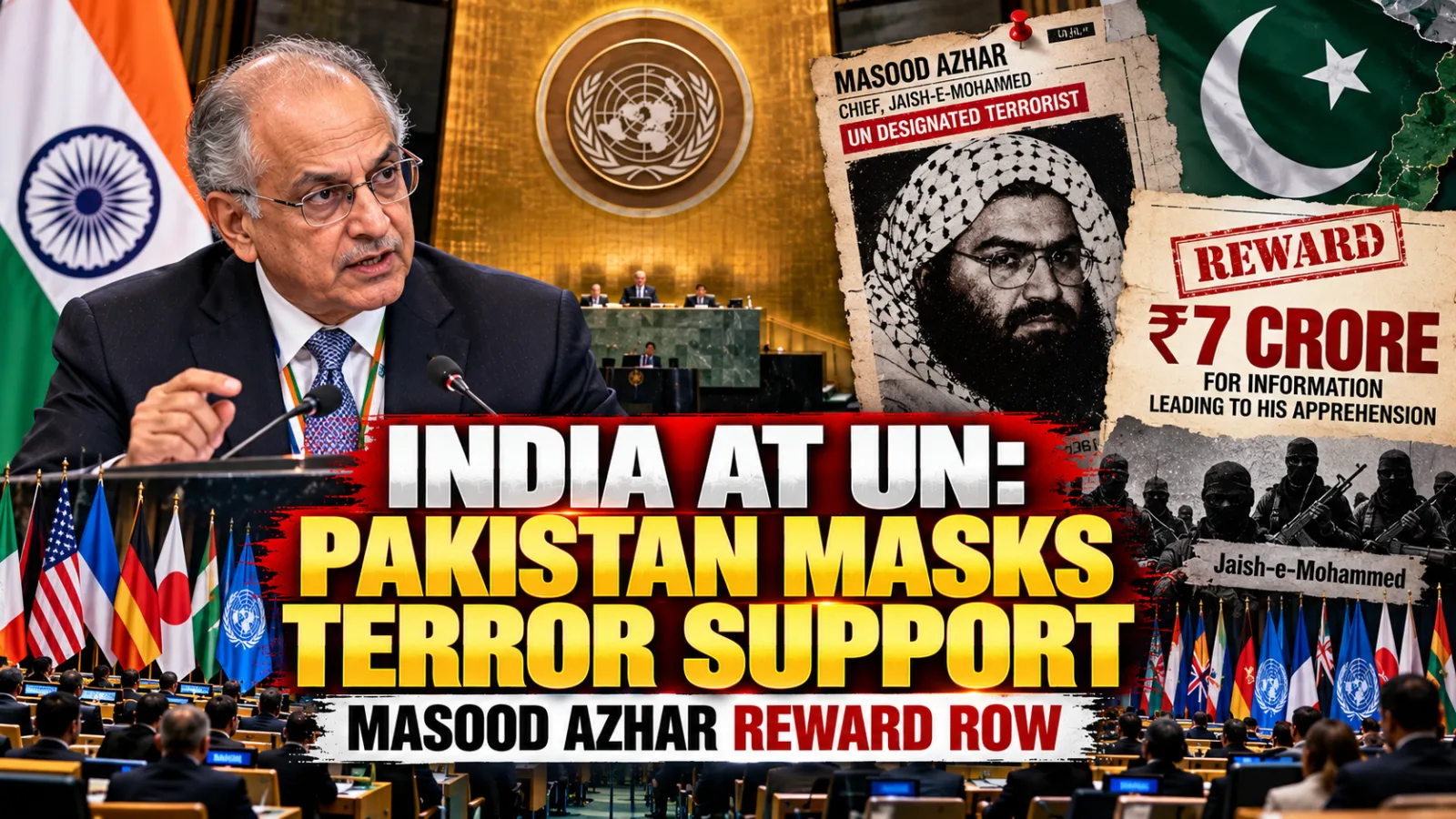 Indian representative speaking at a United Nations session on international terrorism