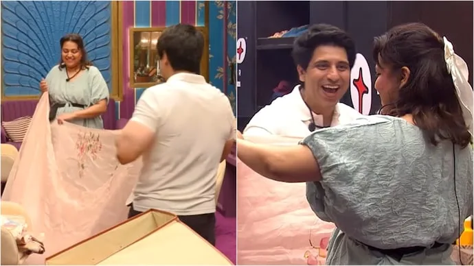 Shehzad Poonawalla helps Swara Bhasker fold her saree on Rise & Fall Season 2