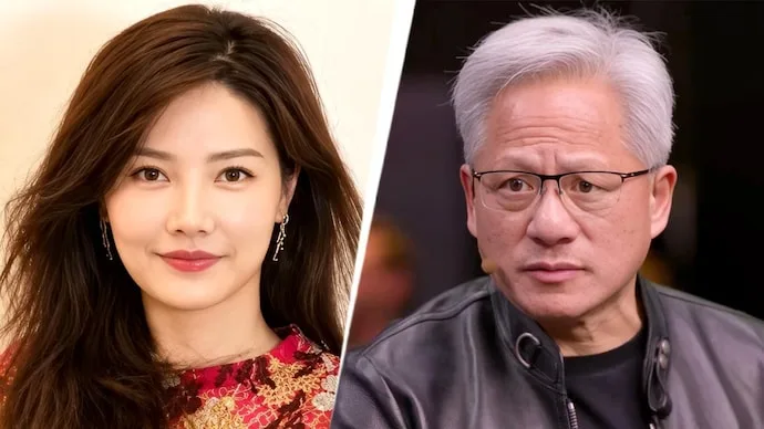 Chinese businesswoman Alice Huang pictured alongside Nvidia CEO Jensen Huang amid a US investigation into alleged chip smuggling.