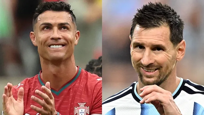 Cristiano Ronaldo and Lionel Messi during their football careers