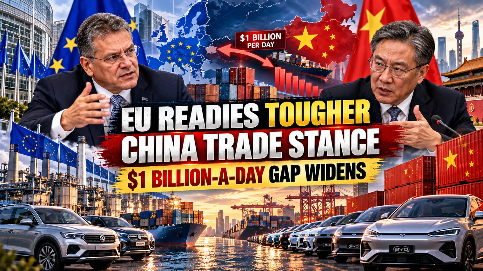 European Union and China flags representing growing trade tensions